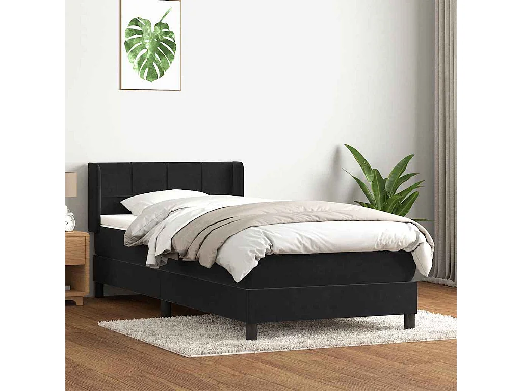 Cama com molas/colchão 80x220 cm veludo preto