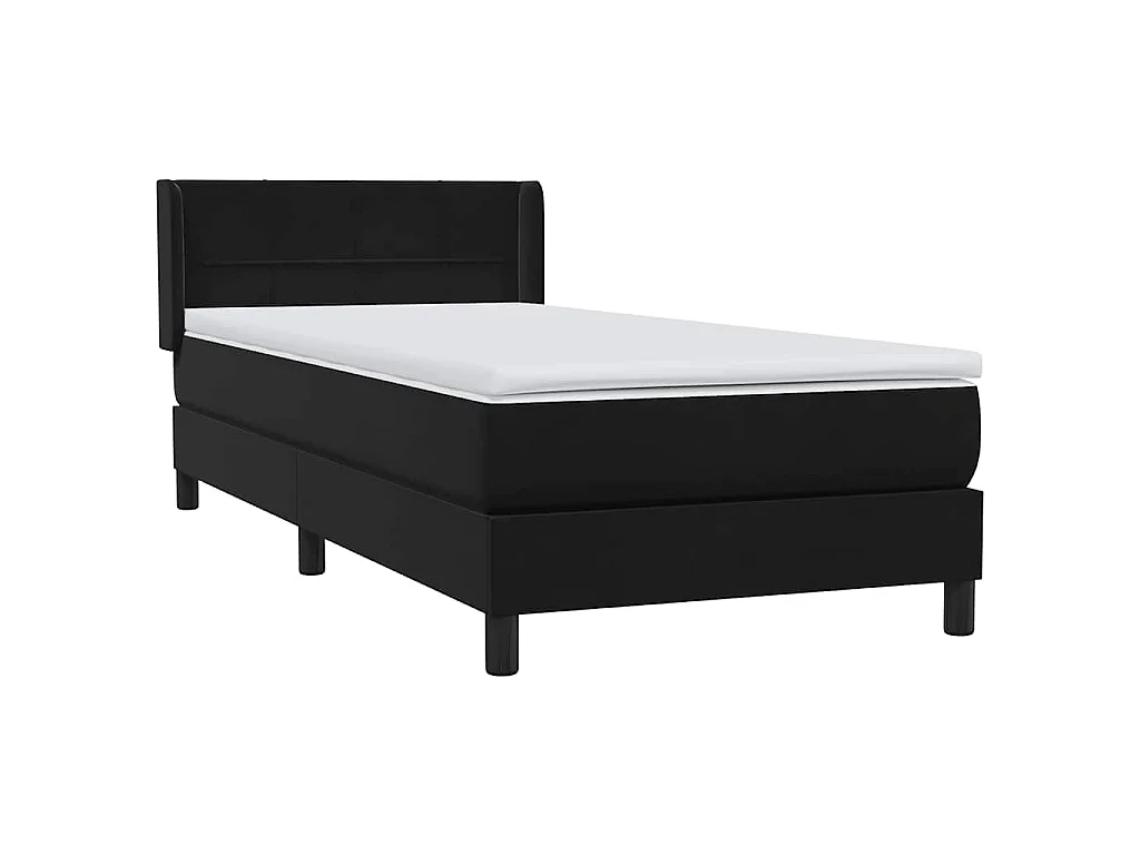 Cama com molas/colchão 80x220 cm veludo preto