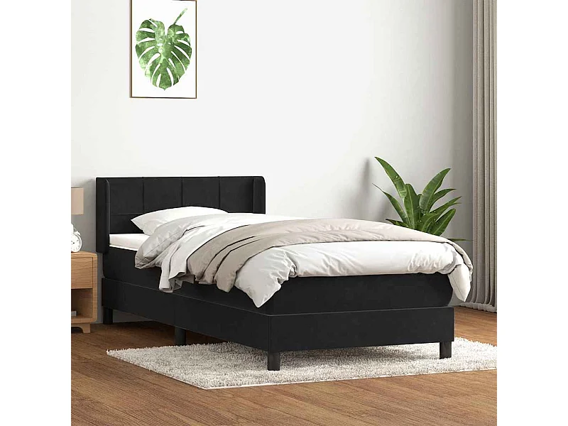 Cama com molas/colchão 80x220 cm veludo preto