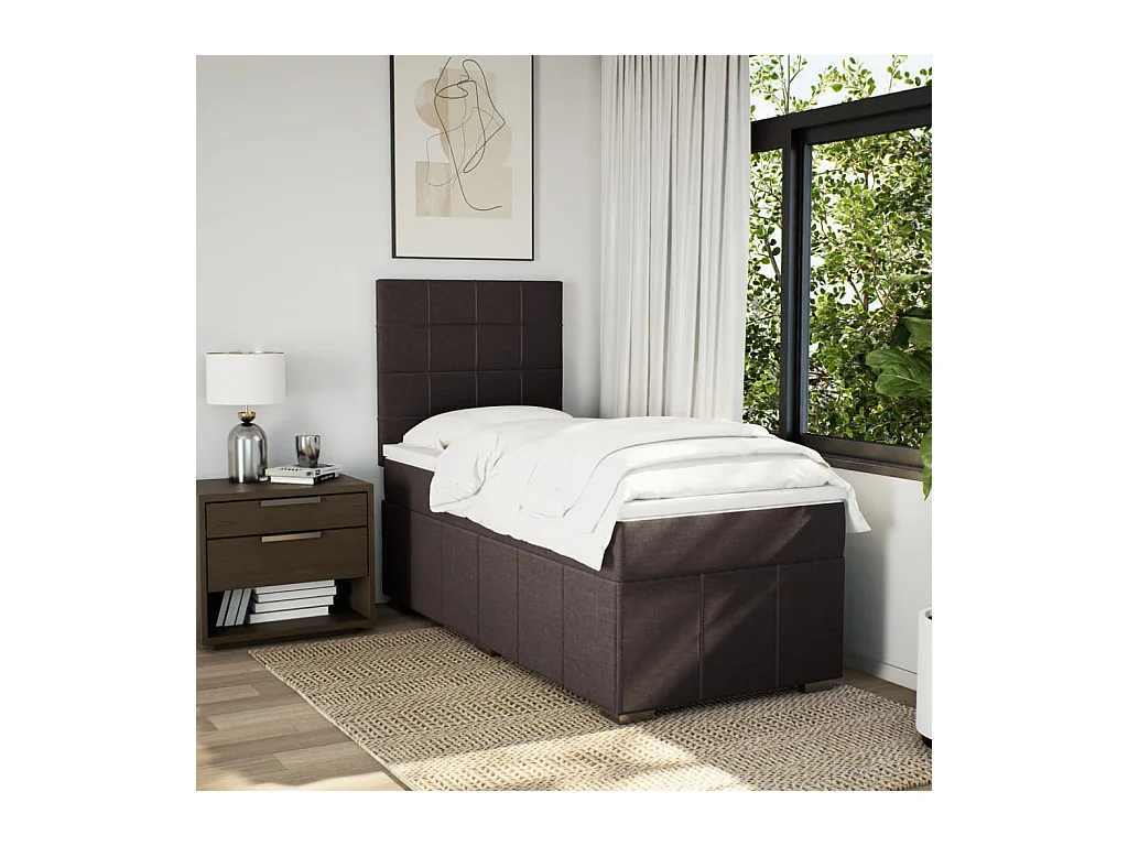 Boxspring met matras stof donkerbruin 80x200 cm