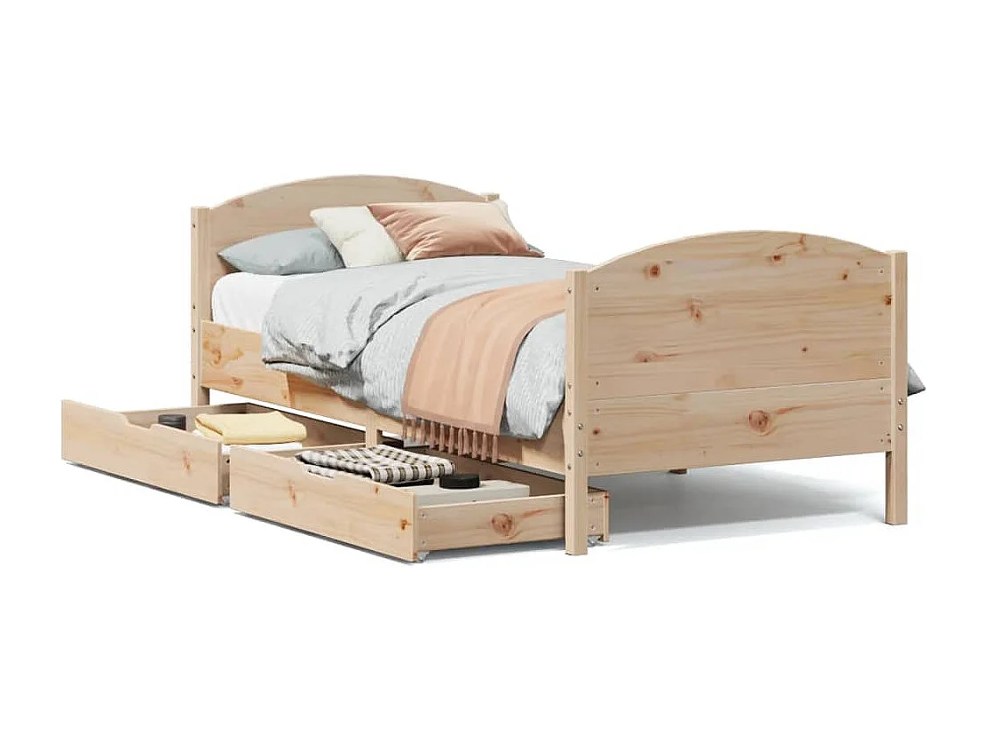 Bedframe zonder matras massief grenenhout 75x190 cm