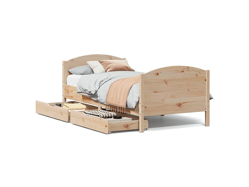 Estructura de cama sin colchón madera maciza pino 75x190 cm