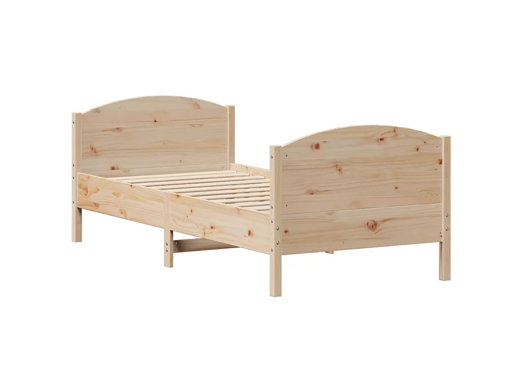 Estructura de cama sin colchón madera maciza pino 75x190 cm