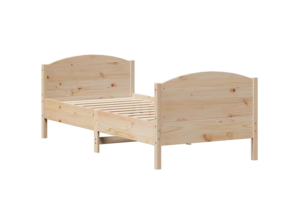 Estructura de cama sin colchón madera maciza pino 75x190 cm