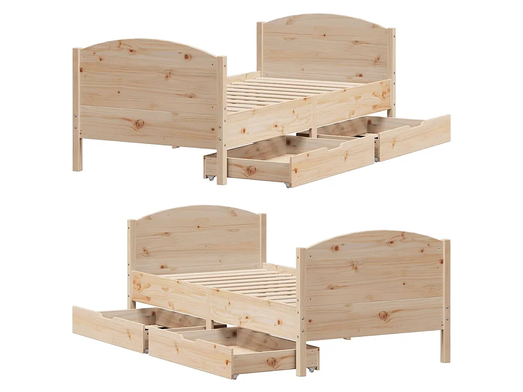Estructura de cama sin colchón madera maciza pino 75x190 cm