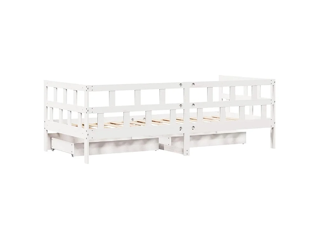 Slaapbank met lades 80x200 cm massief grenenhout wit