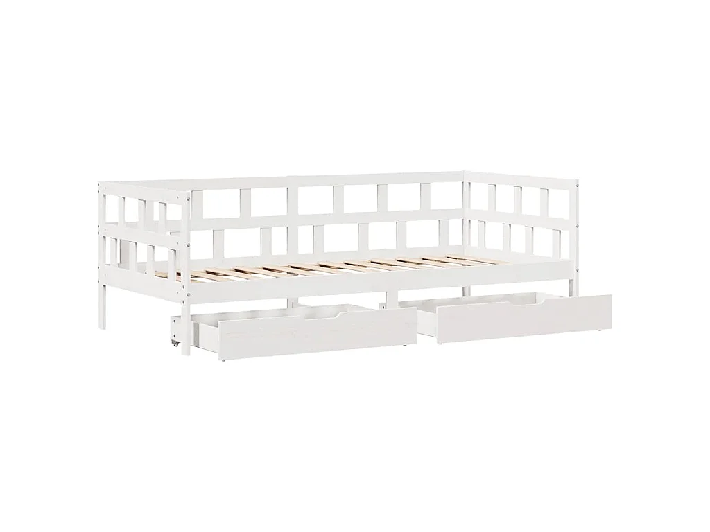 Slaapbank met lades 80x200 cm massief grenenhout wit