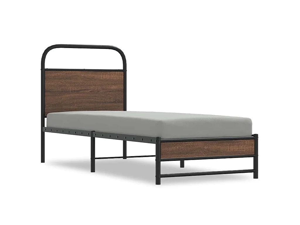 Cadre de lit sans matelas 80x200cm chêne marron bois ingénierie