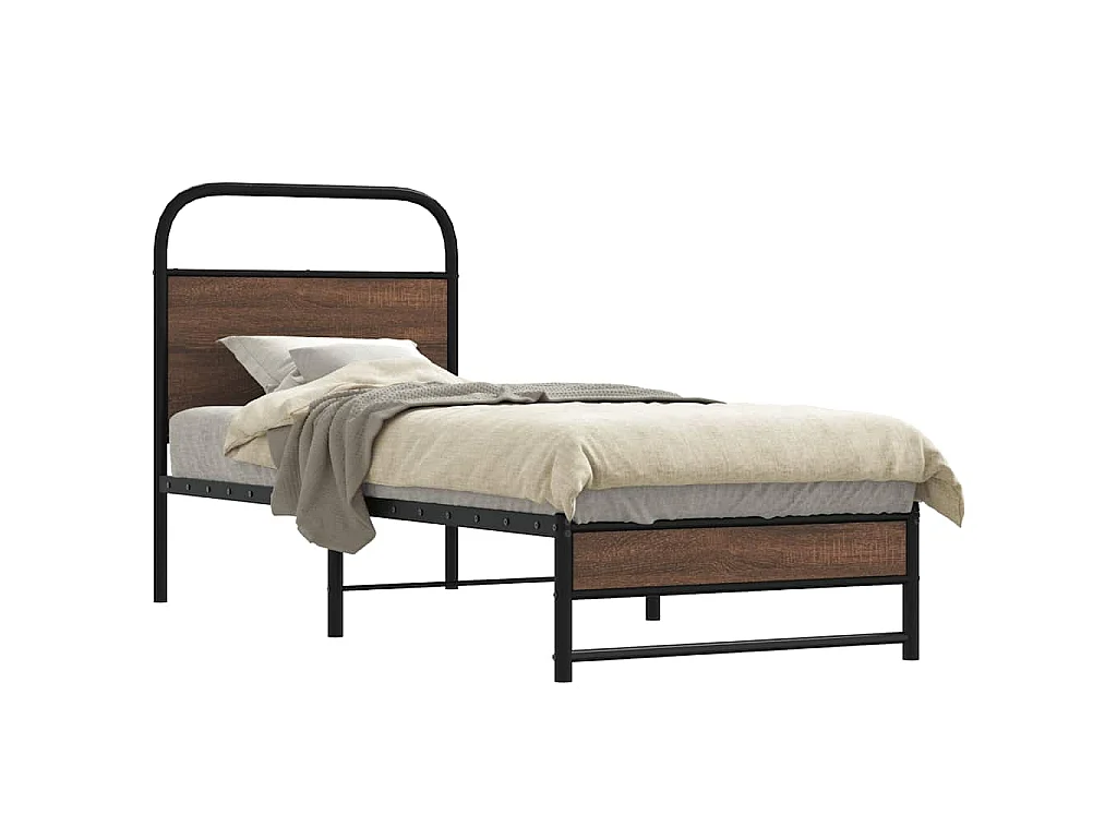 Cadre de lit sans matelas 80x200cm chêne marron bois ingénierie