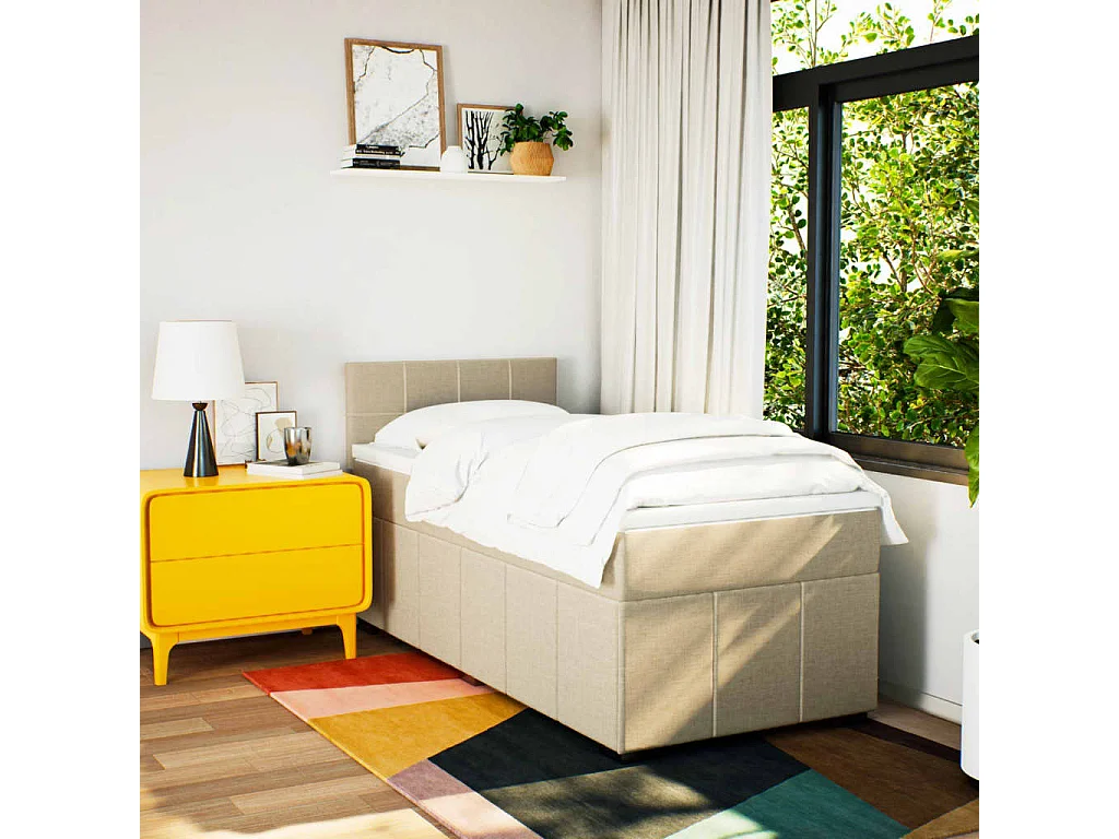 Giroletto a Molle con Materasso Crema 80x200 cm inTessuto