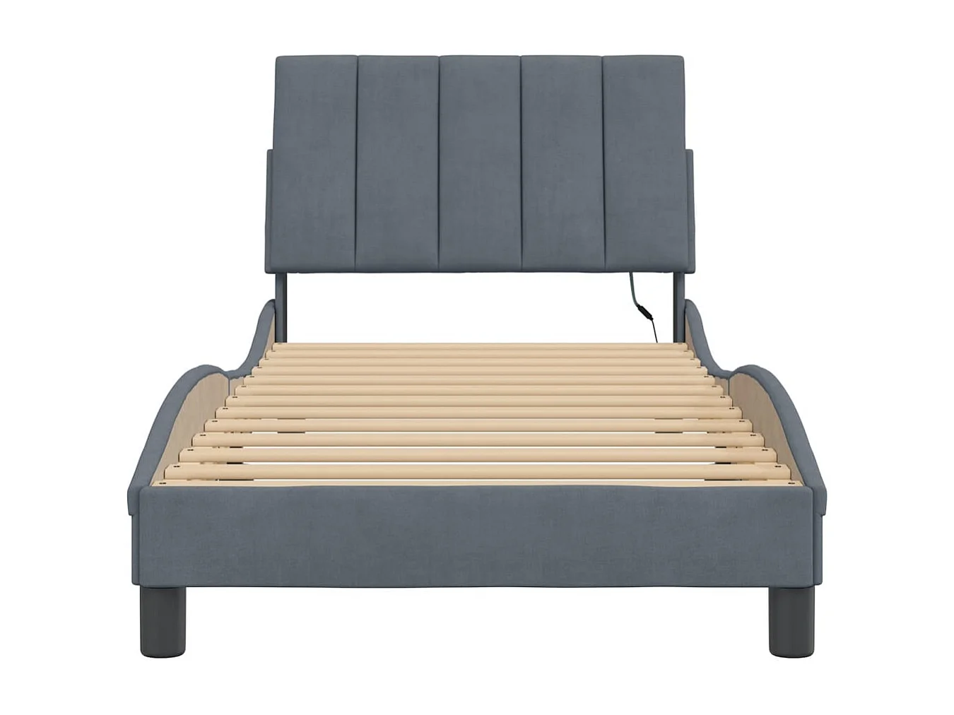 Cadre de lit avec LED sans matelas Hanko gris foncé 80x200 cm velours