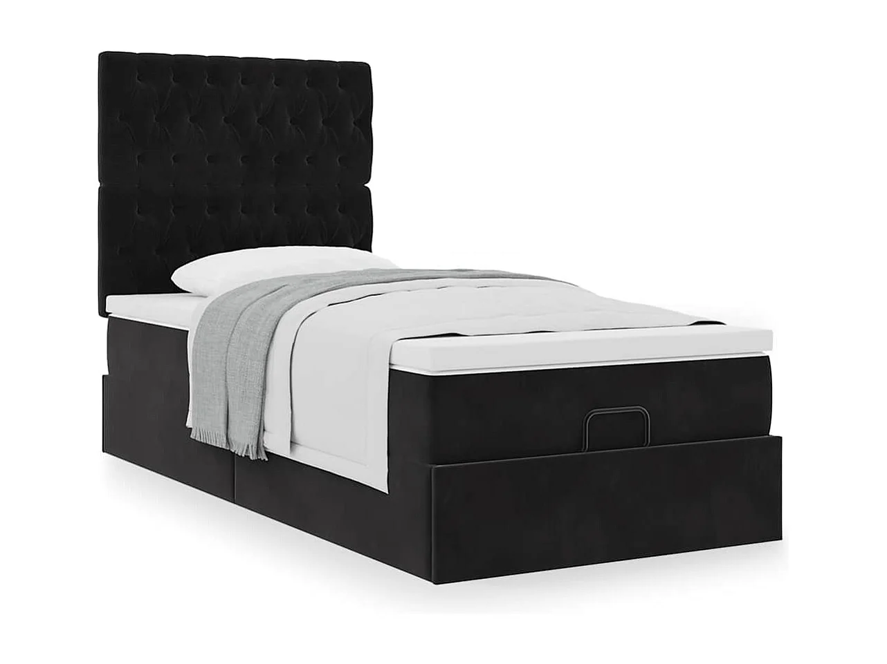 Ottoman bed met matrassen 80x200cm fluweel zwart
