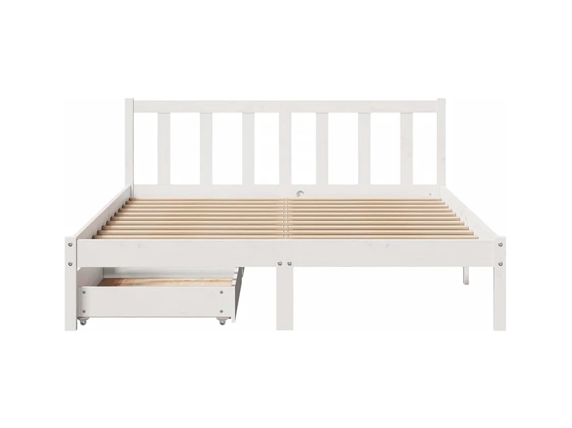 Massivholzbett ohne Matratze Weiß 135x190 cm Kiefernholz