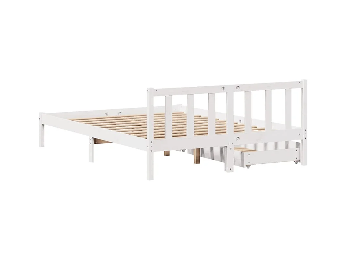 Massivholzbett ohne Matratze Weiß 135x190 cm Kiefernholz