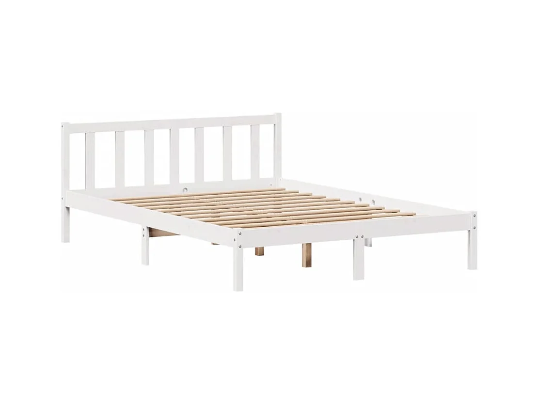 Massivholzbett ohne Matratze Weiß 135x190 cm Kiefernholz