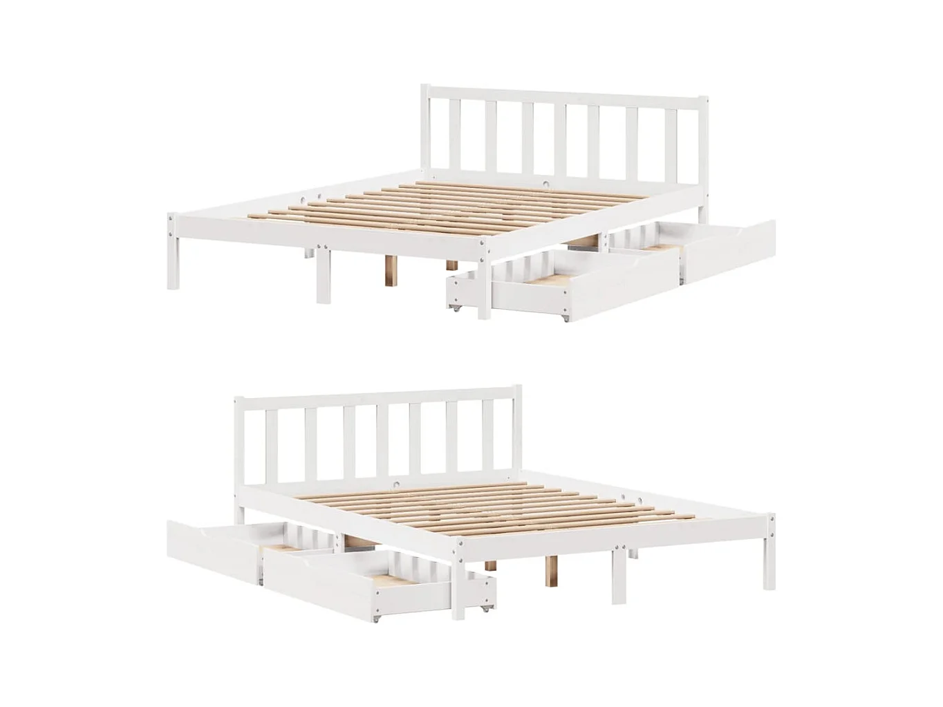 Massivholzbett ohne Matratze Weiß 135x190 cm Kiefernholz