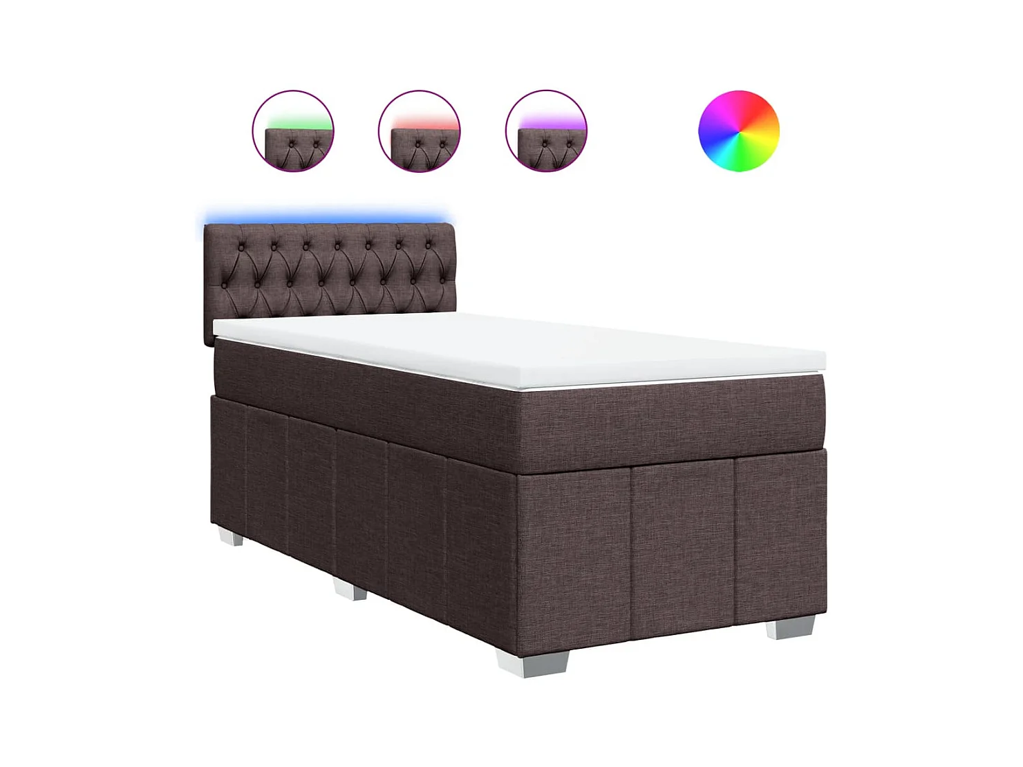 Giroletto a Molle con Materasso Marrone Scuro 80x200 cm Tessuto