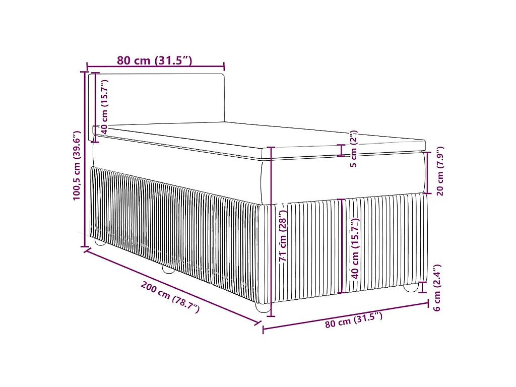 Giroletto a Molle con Materasso Tortora 80x200 cm inTessuto