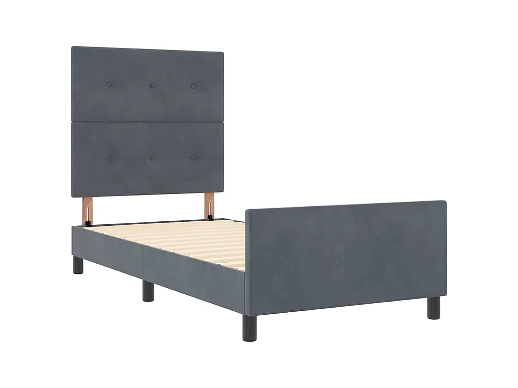 Cama tipo Box Spring Gris oscuro 80 x 200 cm Terciopelo