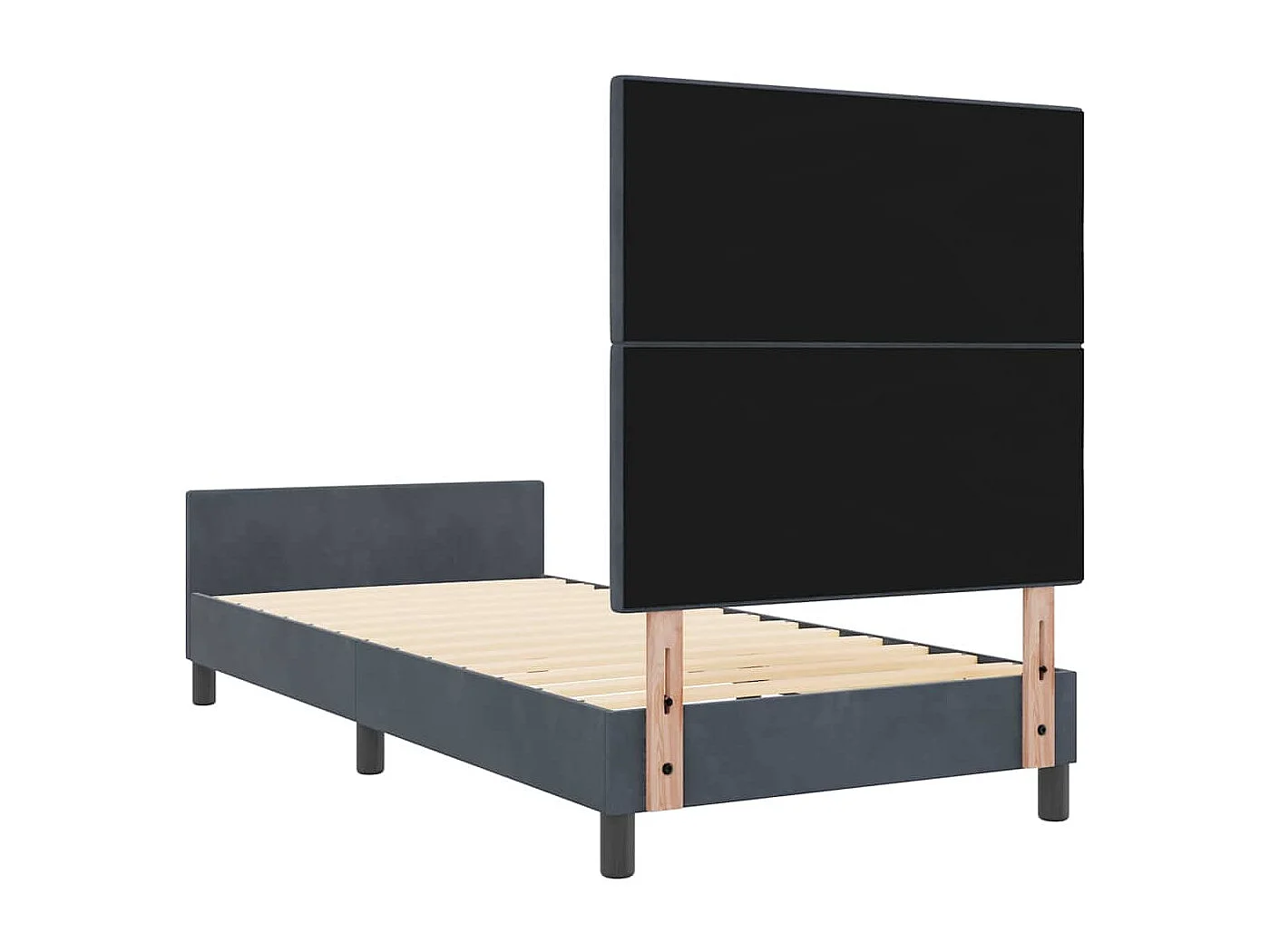 Cama tipo Box Spring Gris oscuro 80 x 200 cm Terciopelo