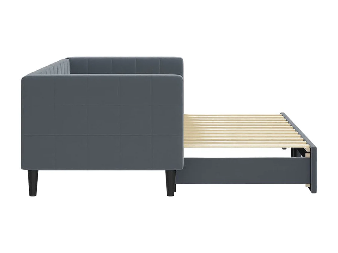 Tagesbett Ausziehbar Dunkelgrau 80x200 cm Samt