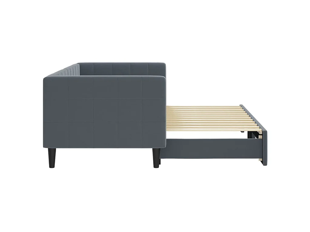 Slaapbank met onderschuifbed 80x200 cm fluweel donkergrijs