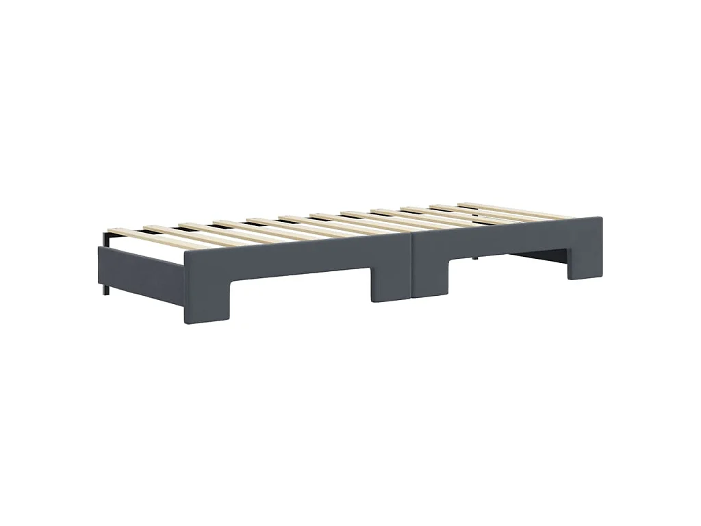 Slaapbank met onderschuifbed 80x200 cm fluweel donkergrijs