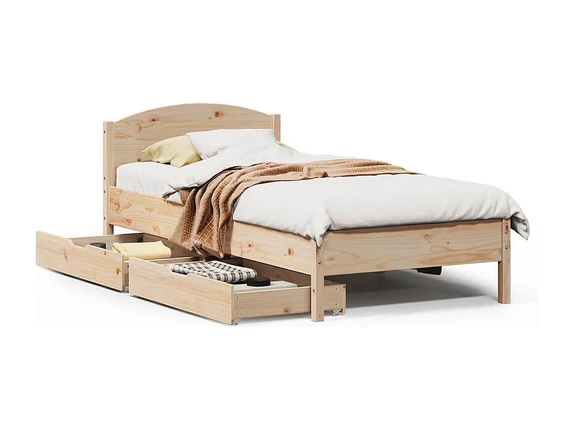 Estructura de cama sin colchón madera maciza pino 75x190 cm