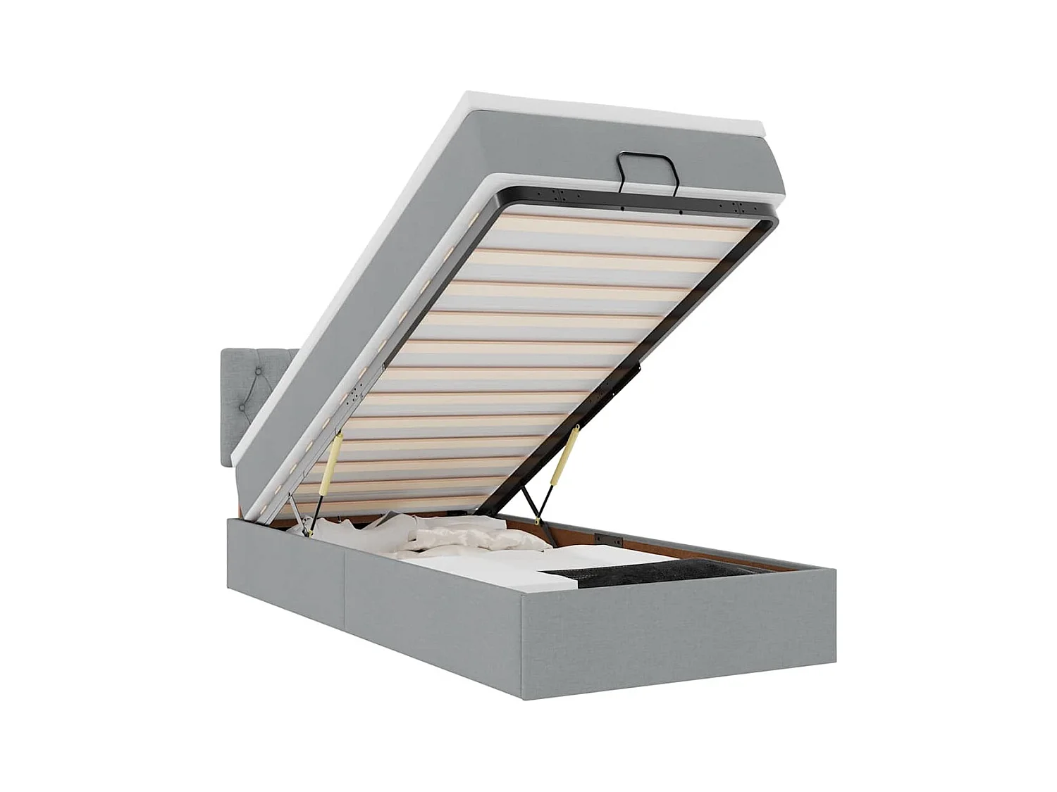 Ottomane Bett mit Matratze & LEDs Hellgrau 80x200 cm Stoff