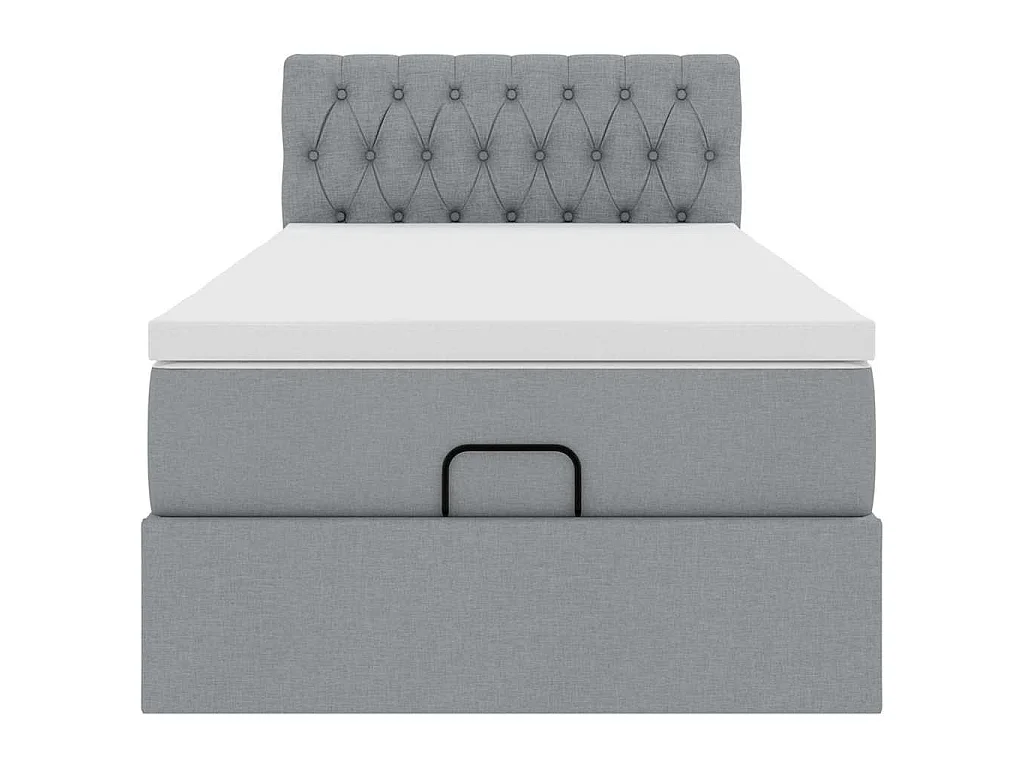 Pouf Letto con Materasso e LED Grigio Chiaro 80x200cm Tessuto