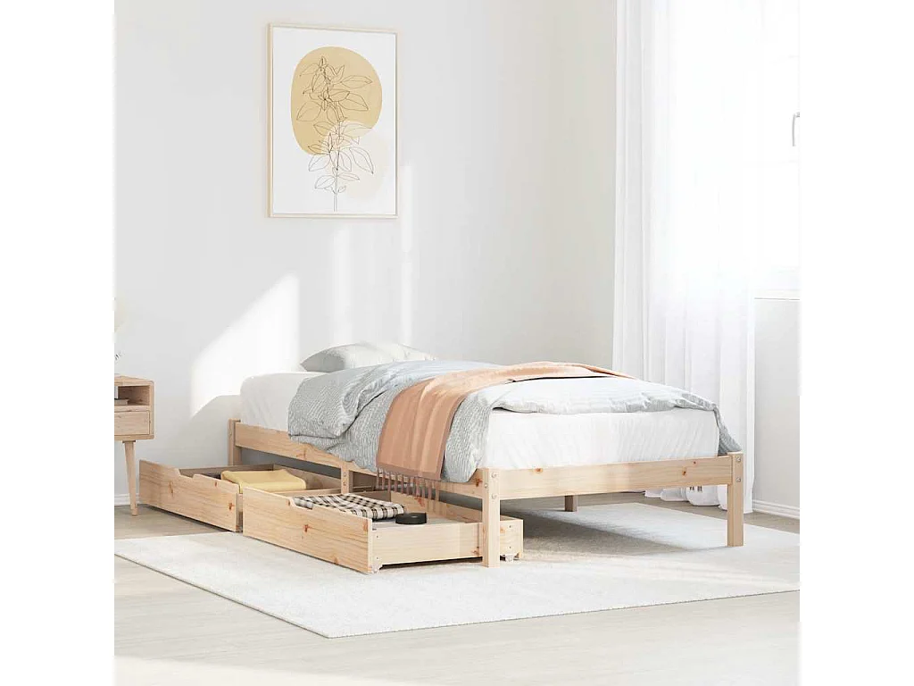 Cadre de lit sans matelas 75x190 cm bois de pin massif