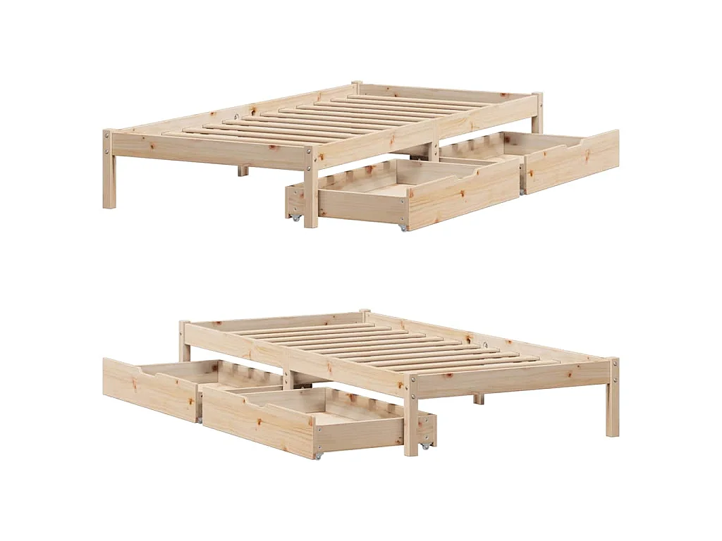 Estructura de cama sin colchón madera maciza pino 75x190 cm