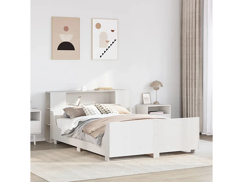 Massivholzbett ohne Matratze Weiß 135x190 cm Kiefernholz