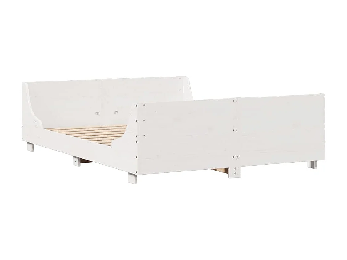 Bedframe zonder matras massief grenenhout wit 135x190 cm