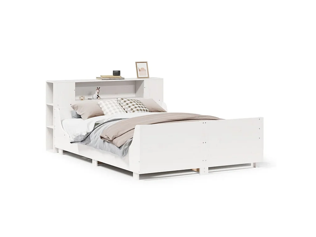 Cama sem colchão 135x190 cm madeira de pinho maciça branco