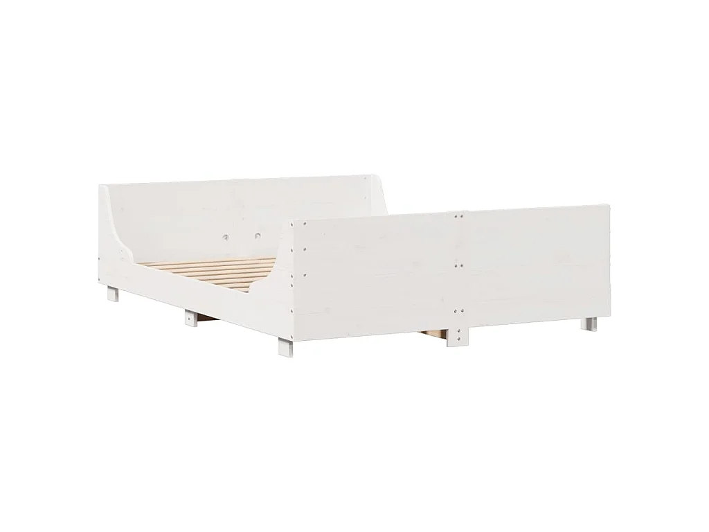 Cama sem colchão 135x190 cm madeira de pinho maciça branco