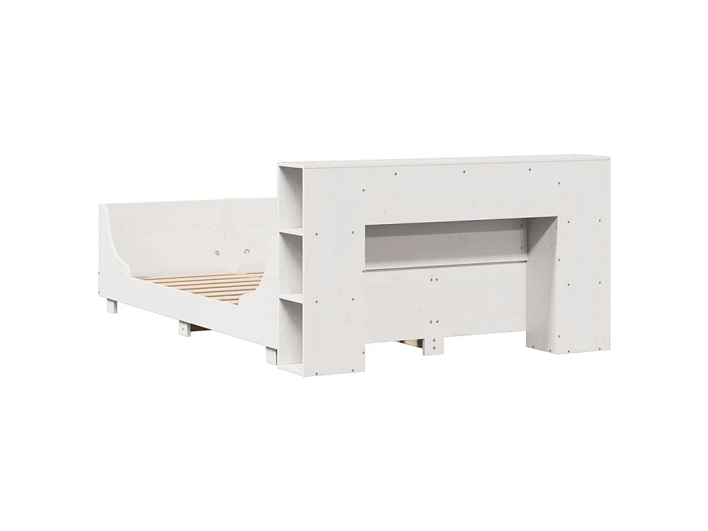 Cama sem colchão 135x190 cm madeira de pinho maciça branco