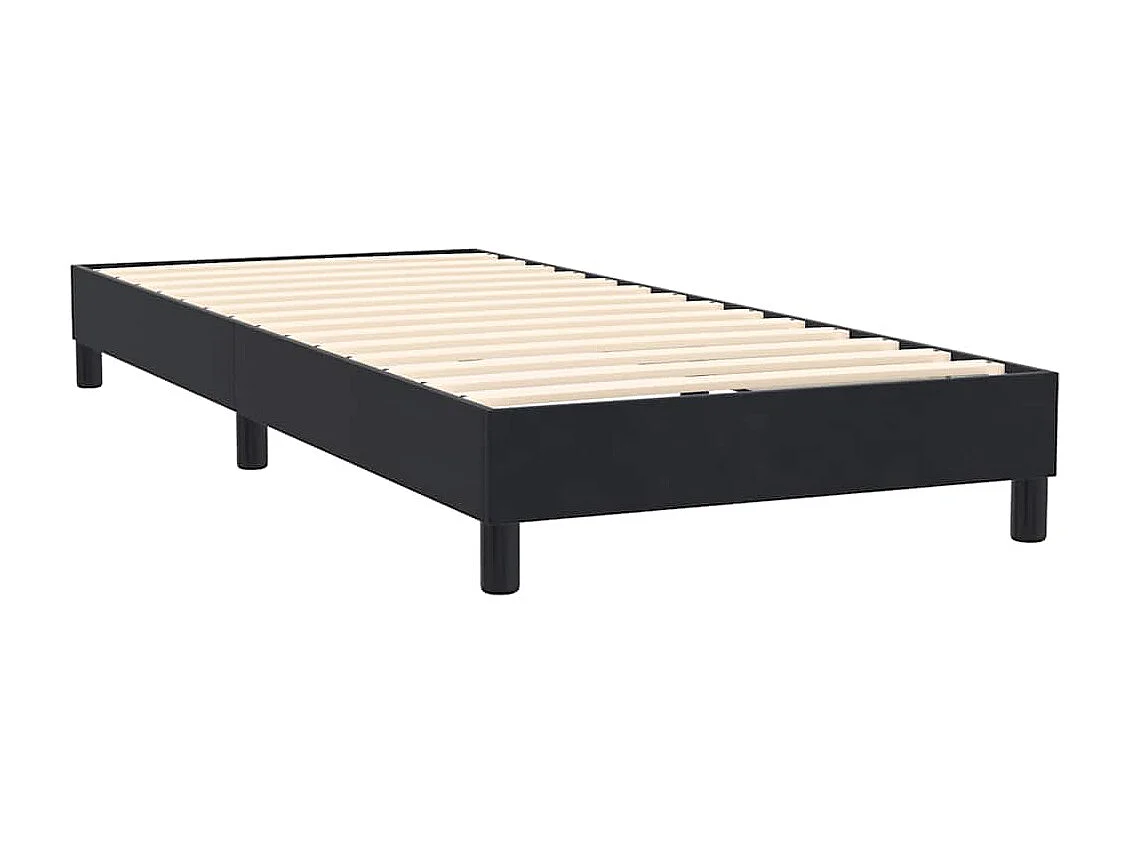 Cama box spring con colchón cuero sintético negro 80x220 cm