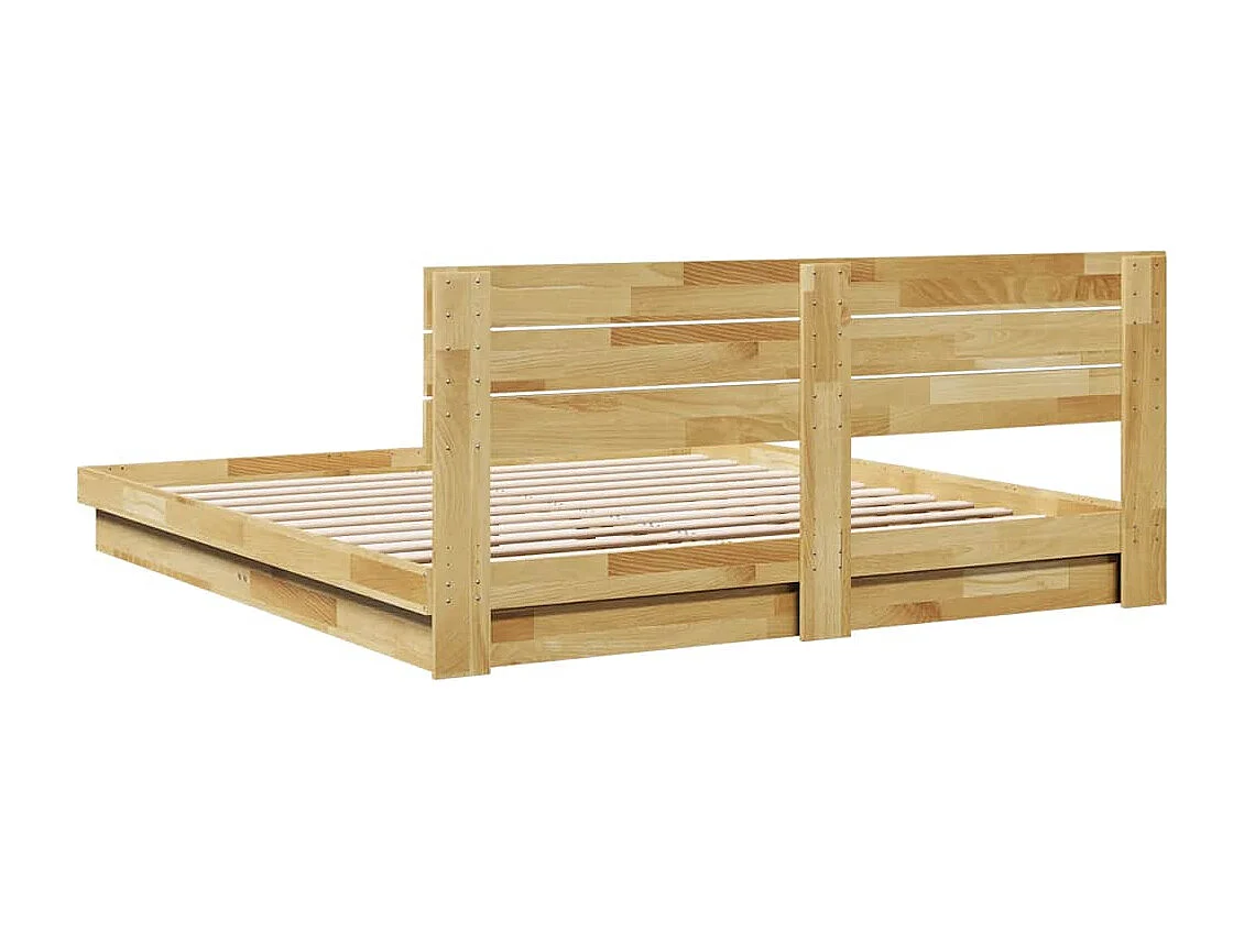 Estrutura cama cabeceira sem colchão 200x200 cm maciça carvalho