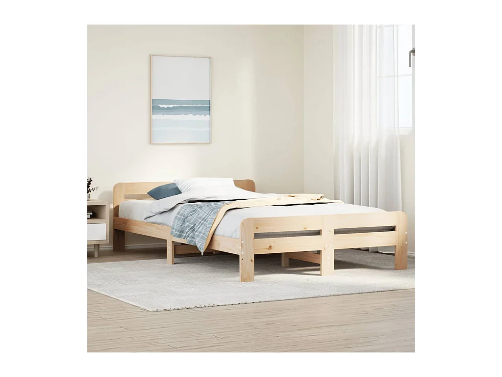 Cadre de lit sans matelas 135x190 cm bois de pin massif