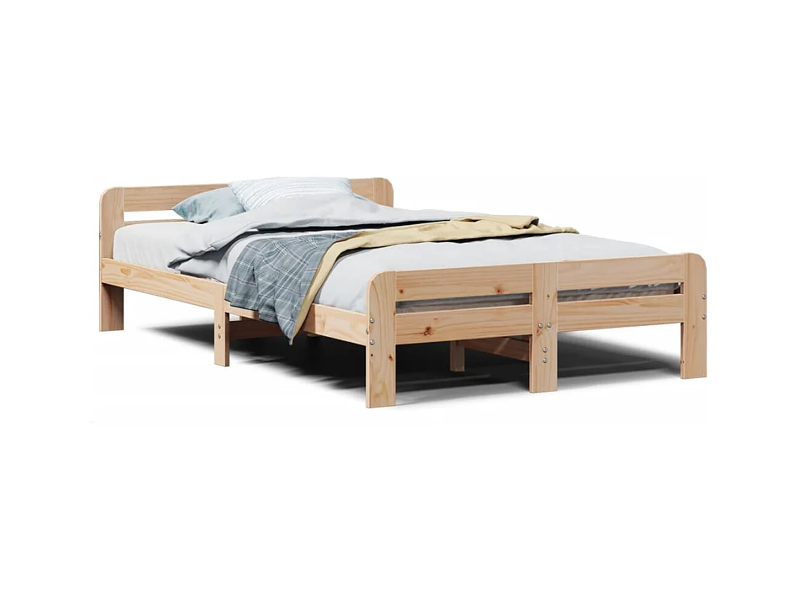 Cadre de lit sans matelas 135x190 cm bois de pin massif