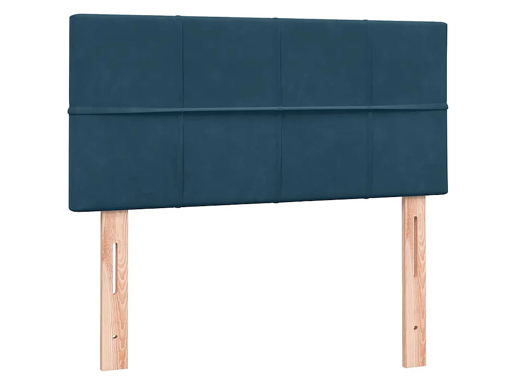 Cama box spring con colchón terciopelo azul oscuro 80x220 cm
