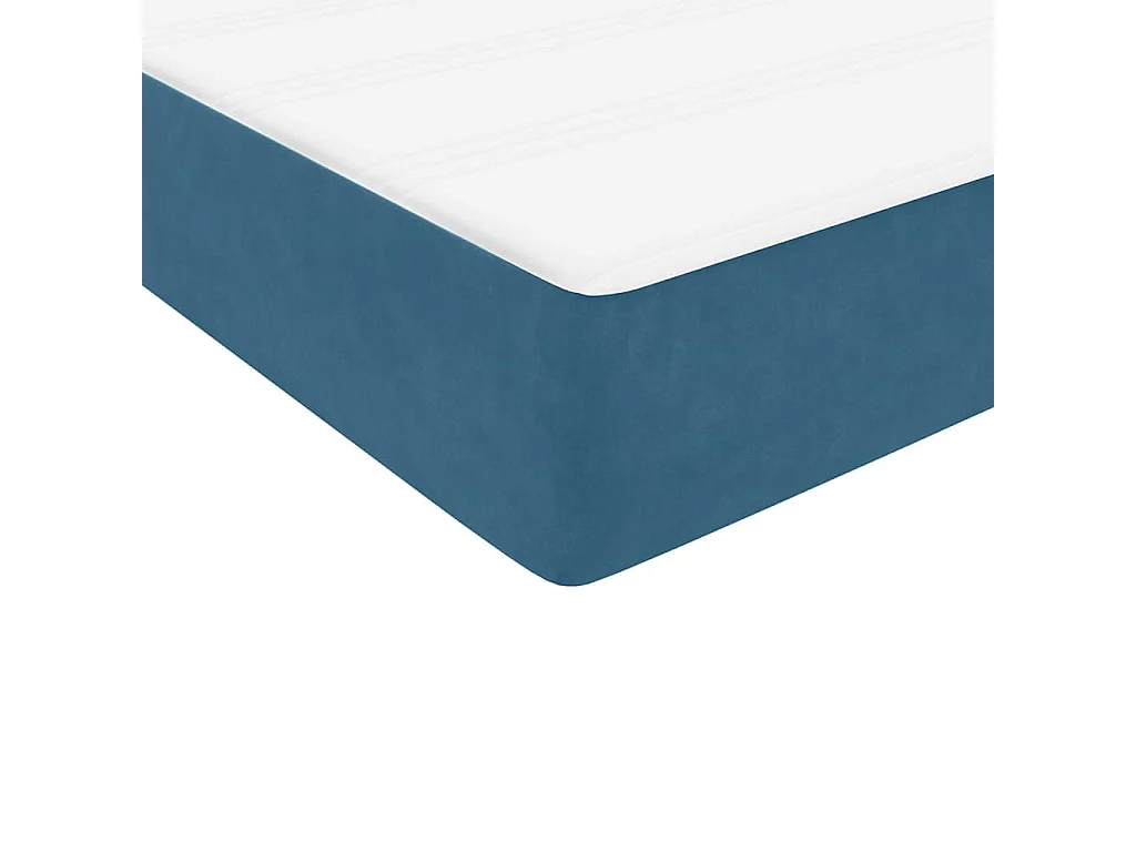 Cama box spring con colchón terciopelo azul oscuro 80x220 cm