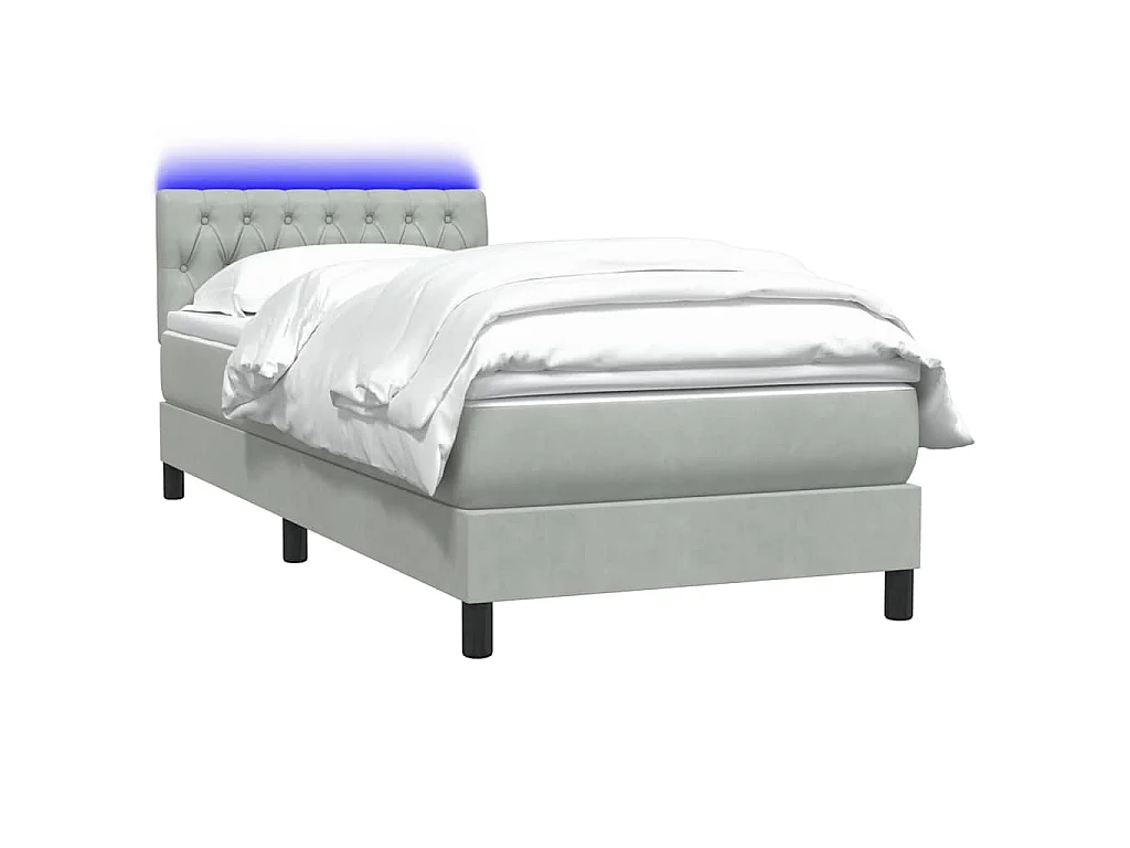 Boxspring met matras en LED fluweel lichtgrijs 80x220 cm