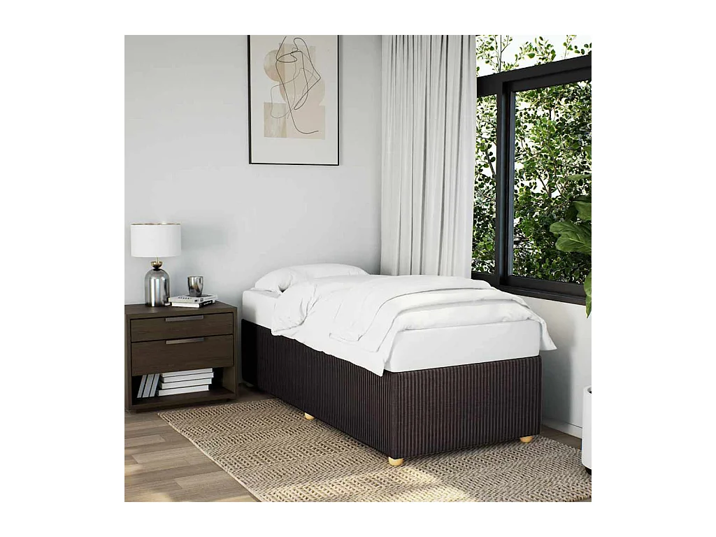 Cadre de lit sans matelas marron foncé 80x200 cm tissu