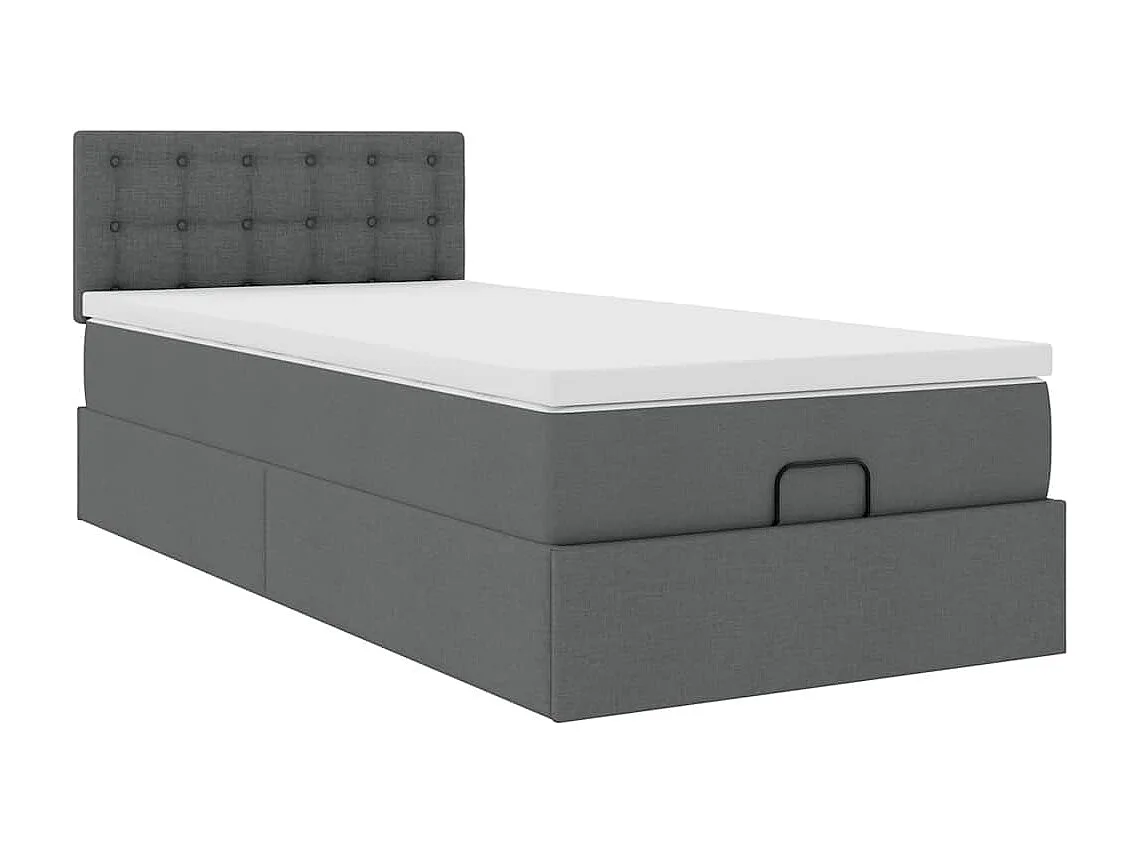 Cadre de lit ottoman avec matelas gris foncé 80x200 cm tissu