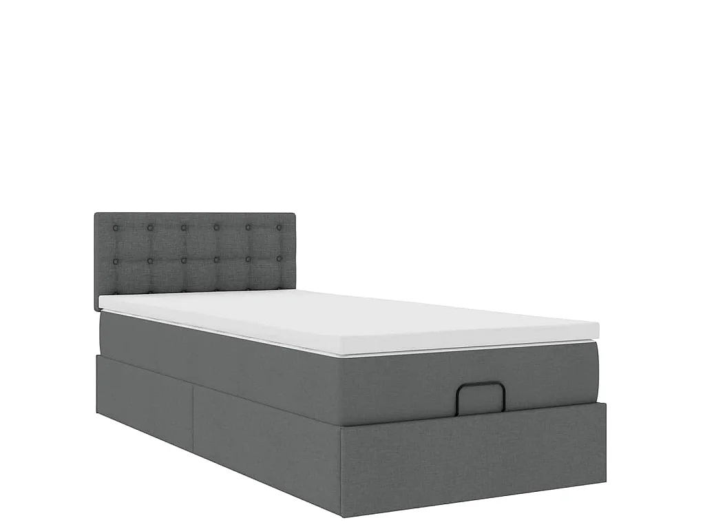 Cadre de lit ottoman avec matelas gris foncé 80x200 cm tissu