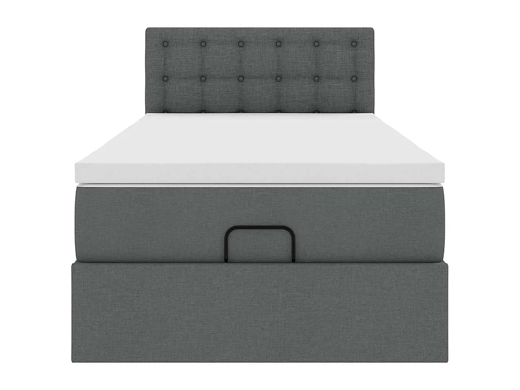Cadre de lit ottoman avec matelas gris foncé 80x200 cm tissu