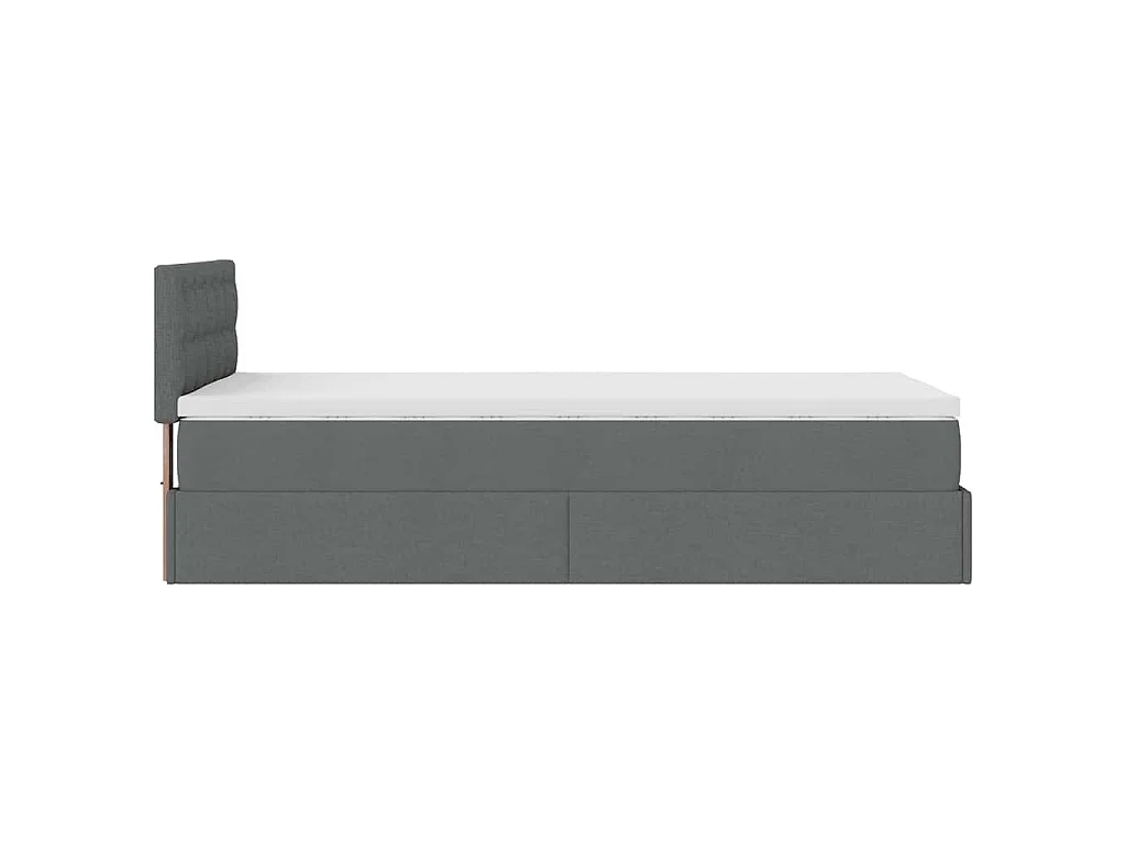 Cadre de lit ottoman avec matelas gris foncé 80x200 cm tissu