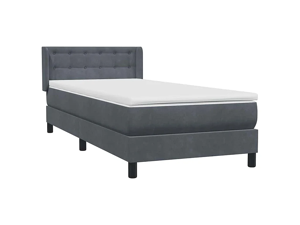 Sommier à lattes de lit et matelas gris foncé 80x220 cm velours